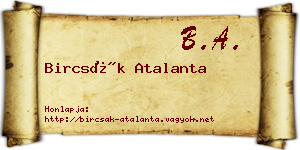 Bircsák Atalanta névjegykártya